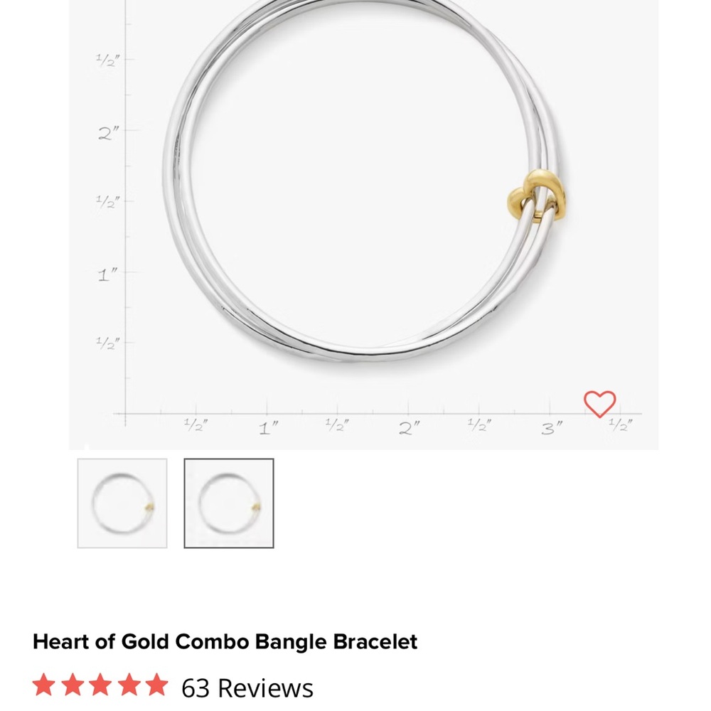 James Avery, new Heart of Gold Combo Bangle Bracelet - Picture 2 of 5